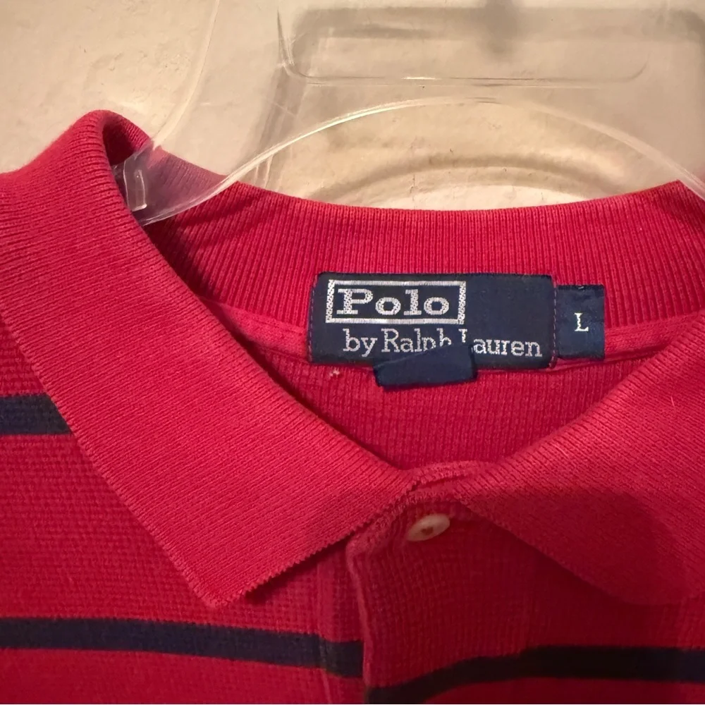 Polo Ralph Lauren Golf Short Sleeve Polo Shirt Striped Red/Blue Size Mens Large - Picture 3 of 5